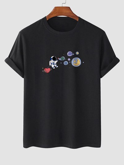 Astronaut Universe Graphic Short Sleeves Funny T Shirt
