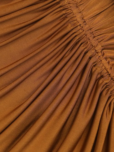 Asymmetrical Silky Cinched Front Midi Skirt