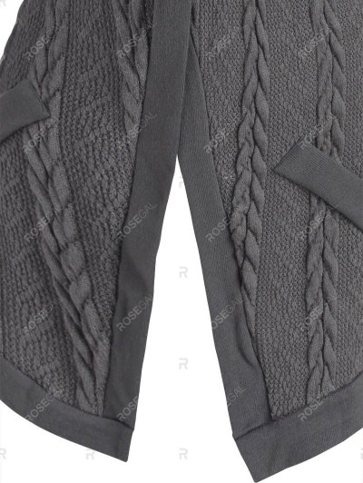 Buckle Closure Mix Knit Longline Cardigan