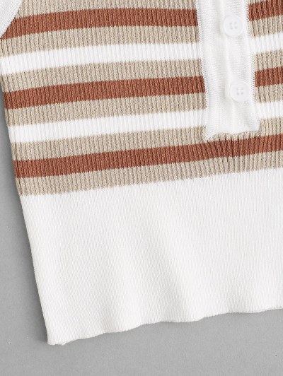 Button Loop Striped Knitted Tank Top