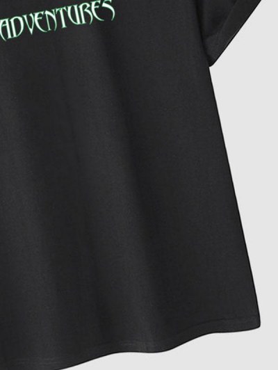 Cartoon Cactus Letter Printed Graphic Casual T-shirt