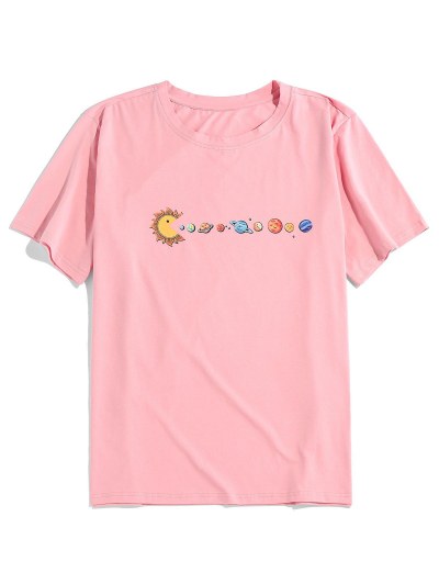 Celestial Planet Printed Short Sleeves T-shirt