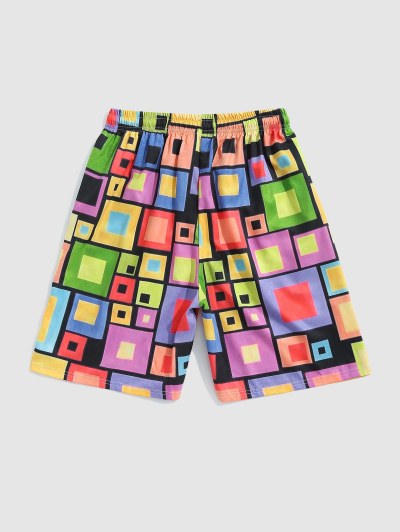 Checkered Print Drawstring Pocket Shorts