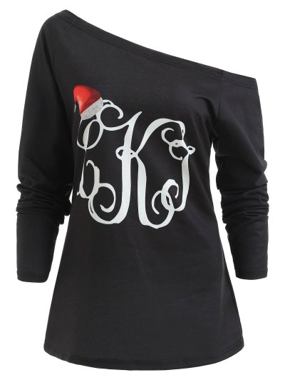 Christmas Letters Print Raglan Sleeve Sweatshirt