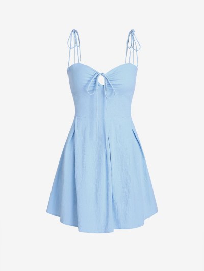 Cinch Tie Bust Pleated Mini Dress