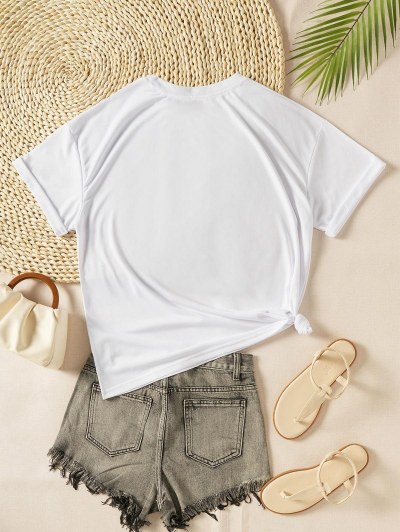 Coconut Tree Letter Print Short Sleeve T Shirt