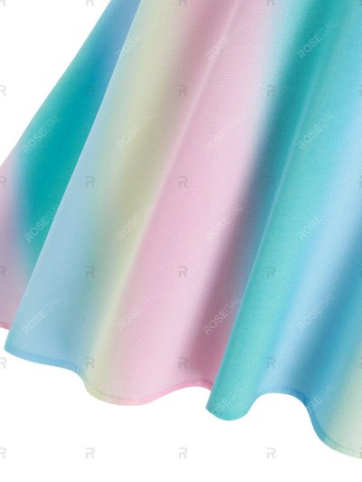 Cold Shoulder Colorful High Low Dress