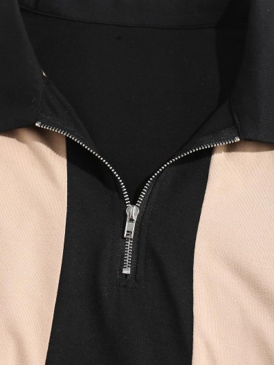 Colorblock Striped Quarter Zip Tee