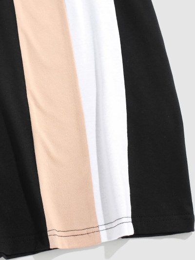 Colorblock Striped Quarter Zip Tee