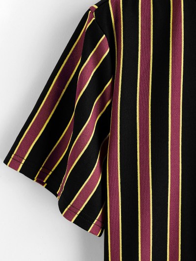 Colorblock Vertical Striped Print Short Sleeve T-shirt