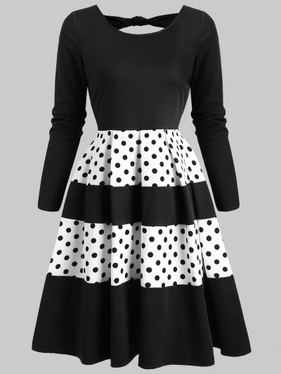 Contrast Dotted Back Cut Out Mini Dress