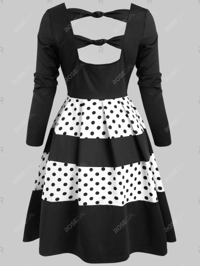 Contrast Dotted Back Cut Out Mini Dress