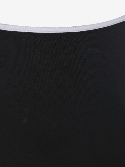 Contrast Piping Oval Cutout Thigh Slit Two Piece Dress