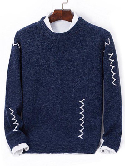 Contrast Zigzag Line Detail Knit Sweater