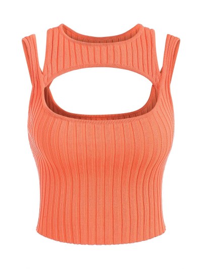 Cropped Cut Out Ribbed Knit Sweater Vest