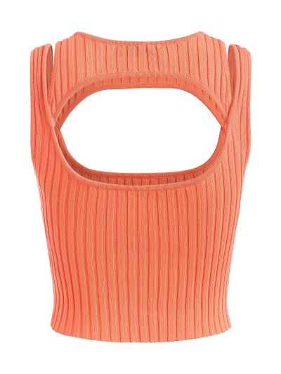 Cropped Cut Out Ribbed Knit Sweater Vest