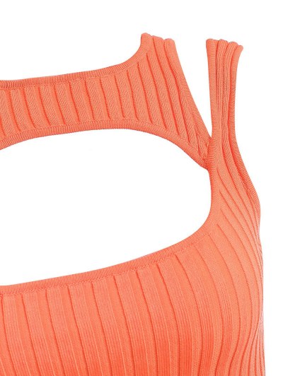 Cropped Cut Out Ribbed Knit Sweater Vest