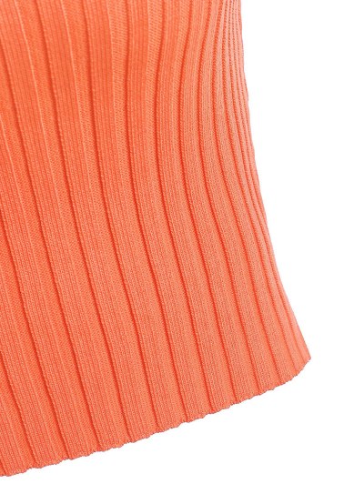 Cropped Cut Out Ribbed Knit Sweater Vest