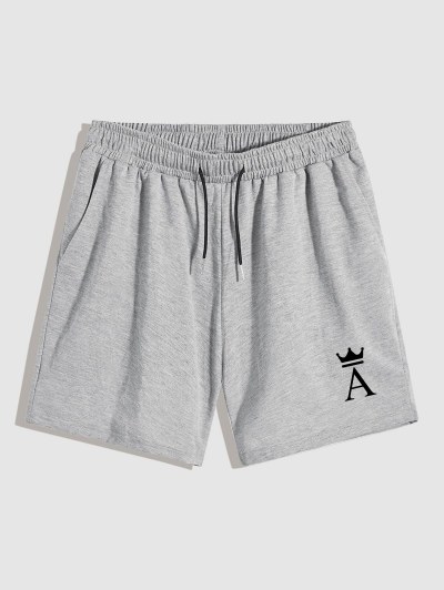 Crown And Alphabet A Pattern Drawstring Shorts