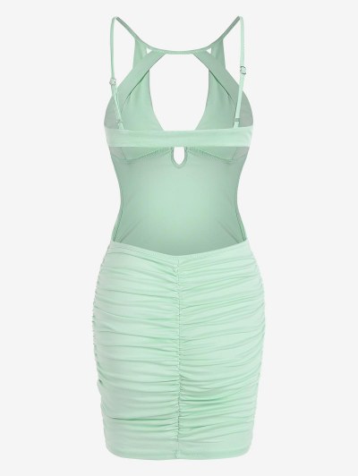 Cut Out Ruched Backless Slinky Dress