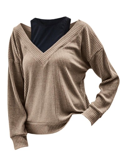 Cutout 2 In 1 Ribbed Knitwear