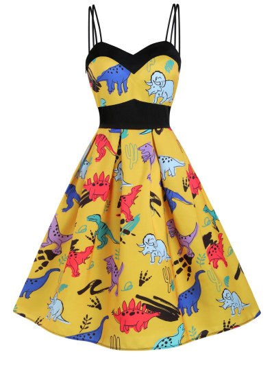 Dinosaur Print Dual Strap Dress