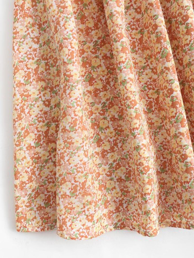 Ditsy Floral Lace Up Smocked Back Sundress