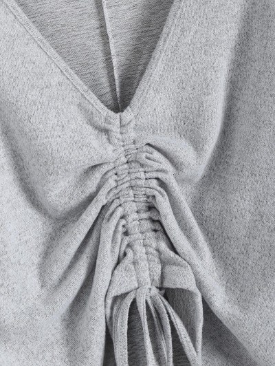 Dolman Sleeve Heathered Cinched Front Top