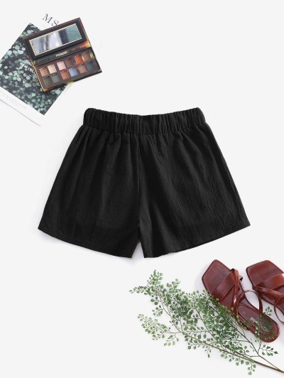 Drawstring High Waisted Cargo Shorts