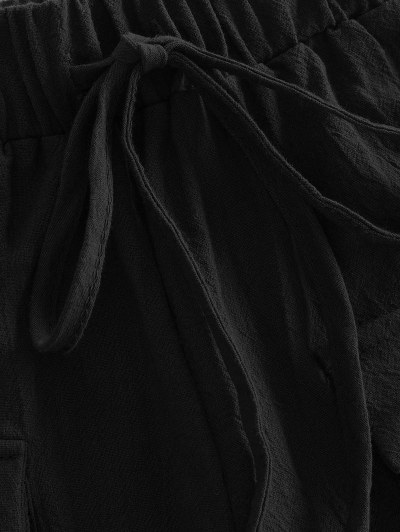 Drawstring High Waisted Cargo Shorts