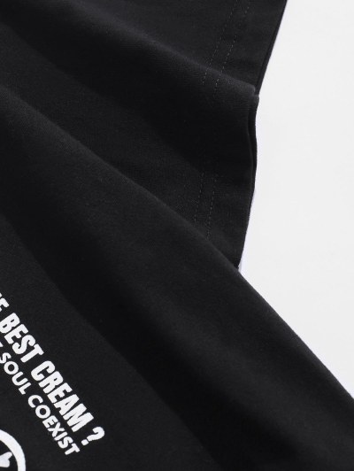 Drip Skull Ice Cream Letter Print Short Sleeve T-shirt