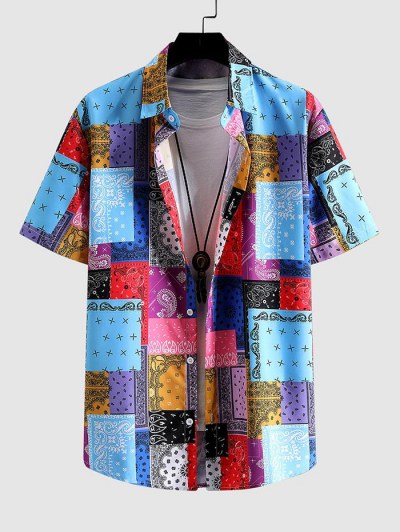 Ethnic Style Colorblock Paisley Pattern Shirt