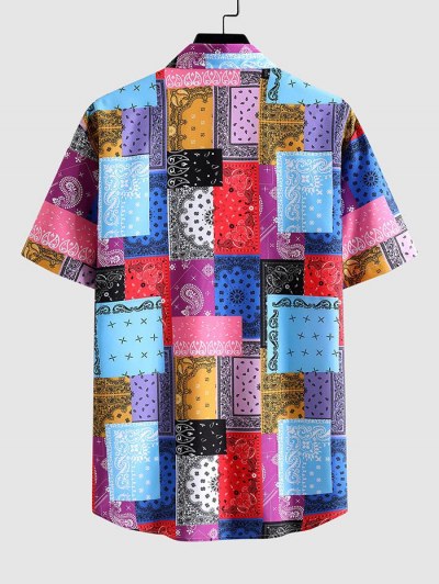 Ethnic Style Colorblock Paisley Pattern Shirt