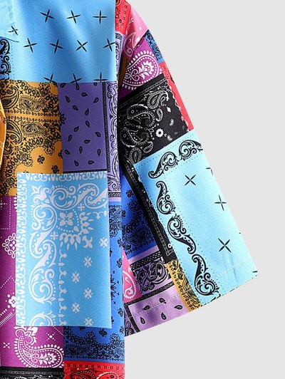 Ethnic Style Colorblock Paisley Pattern Shirt