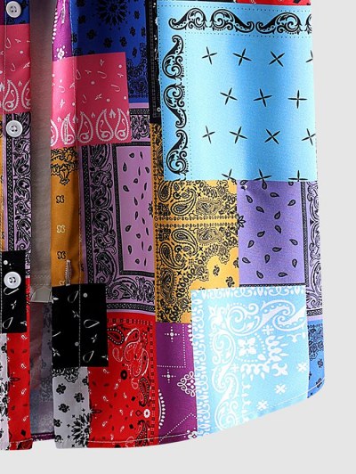 Ethnic Style Colorblock Paisley Pattern Shirt