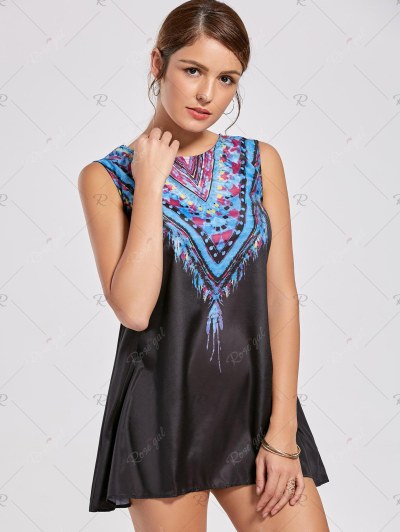 Ethnic Style Scoop Neck Sleeveless Printed Women's Dress
