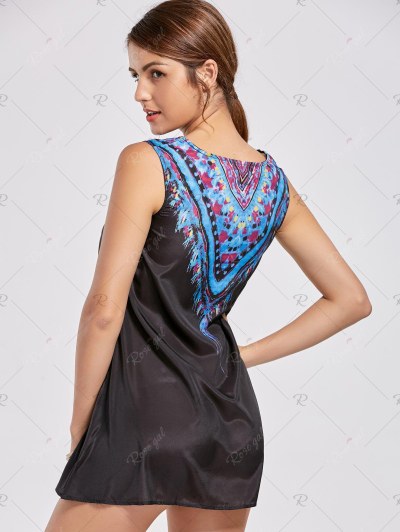 Ethnic Style Scoop Neck Sleeveless Printed Women's Dress