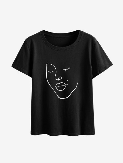 Face Sketch Graphic Short Sleeve T Shirt