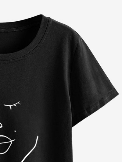 Face Sketch Graphic Short Sleeve T Shirt