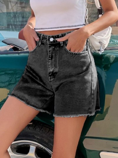Faded Frayed Denim Cutoff Shorts