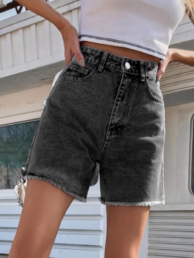 Faded Frayed Denim Cutoff Shorts