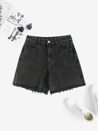 Faded Frayed Denim Cutoff Shorts