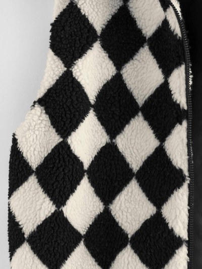 Faux Fur Argyle Pattern Waistcoat