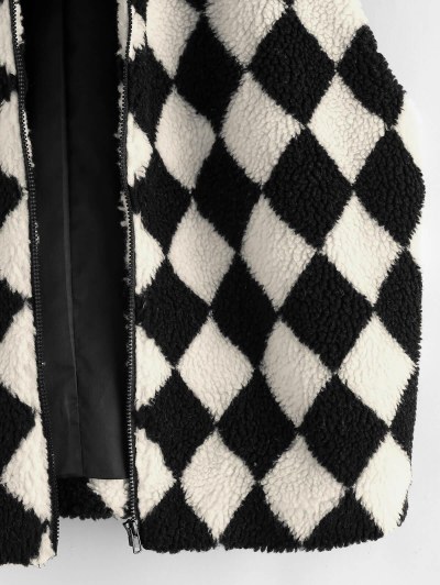 Faux Fur Argyle Pattern Waistcoat