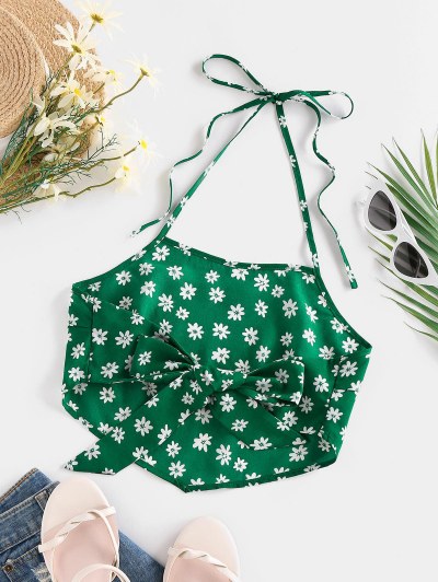 Floral Bowknot Halter Napkin Top