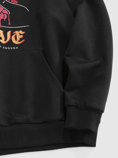 Flower Rose Flame Hand Print Graphic Hoodie