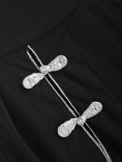 Frog Button Slit Contrast Binding Skater Skirt