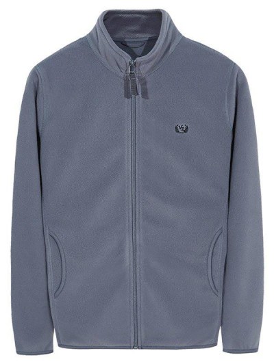 Full Zip Embroidery Detail Fleece Jacket