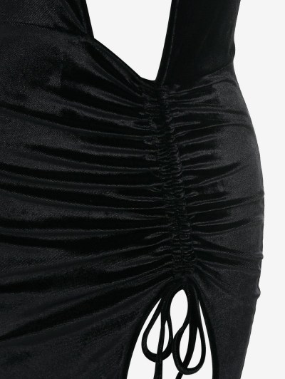 Halter Cut Out Cinched Slit Slinky Dress