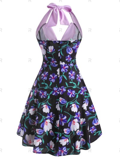 Halter Flower Print Tied Dress